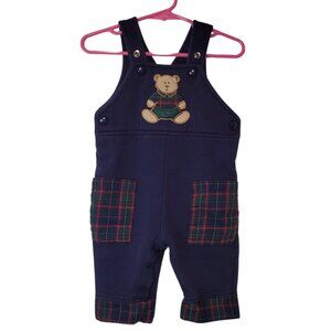 Vintage 12M Baby Embroidered Teddybear Cotton Blend Overalls